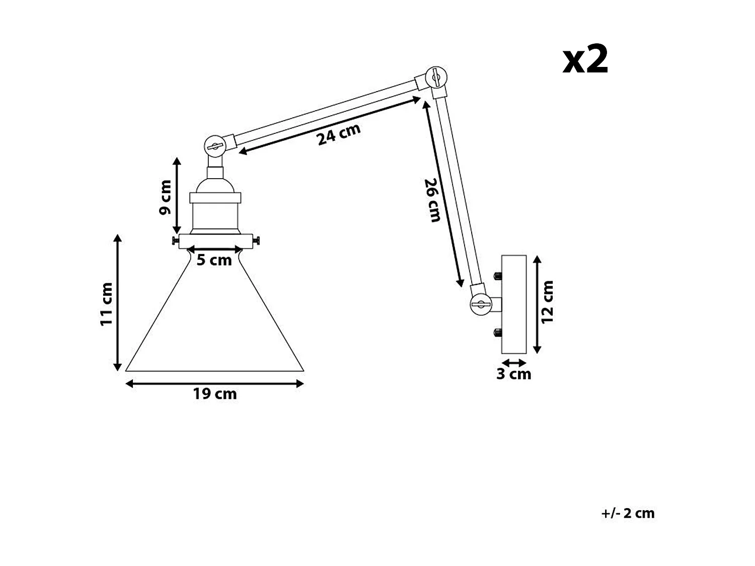 Zestaw 2 lamp ściennych NARVA Regulowana Metal Złoty