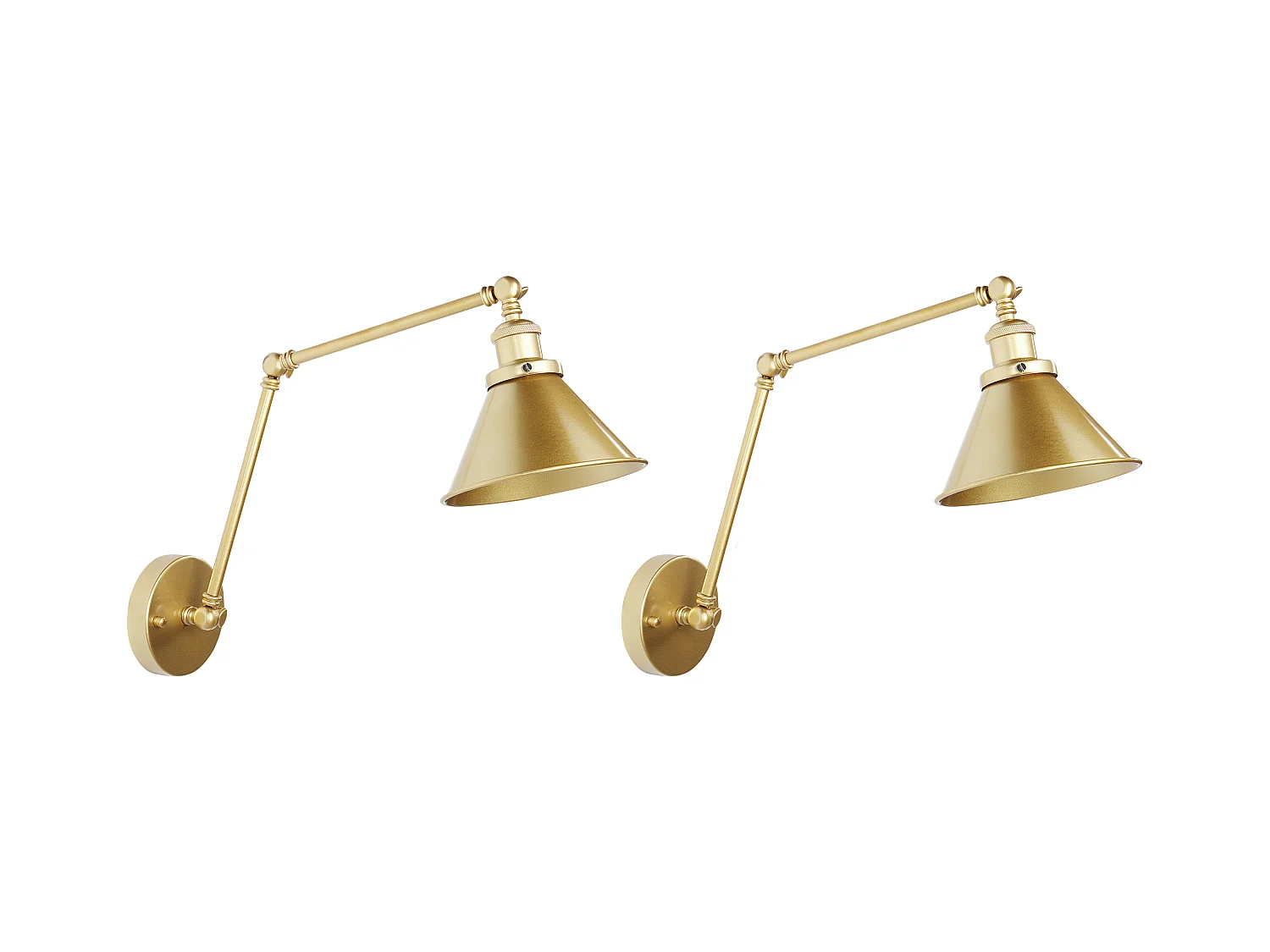 Industrielle Wandlampe runder Schirm verstellbar 2er Set Metall gold Narva