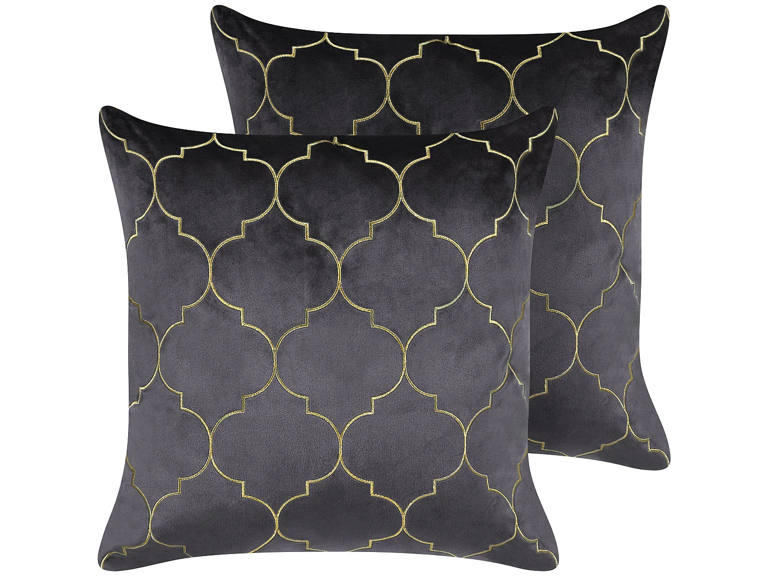 Set van 2 decoratieve kussens ALYSSUM Fluweel 45 x 45 cm Grijs Marokkaanse diamantpatroon