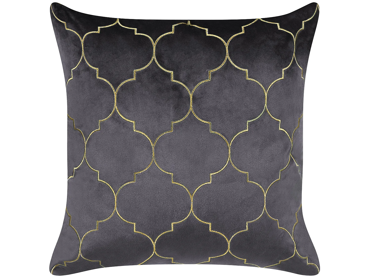 Set van 2 decoratieve kussens ALYSSUM Fluweel 45 x 45 cm Grijs Marokkaanse diamantpatroon