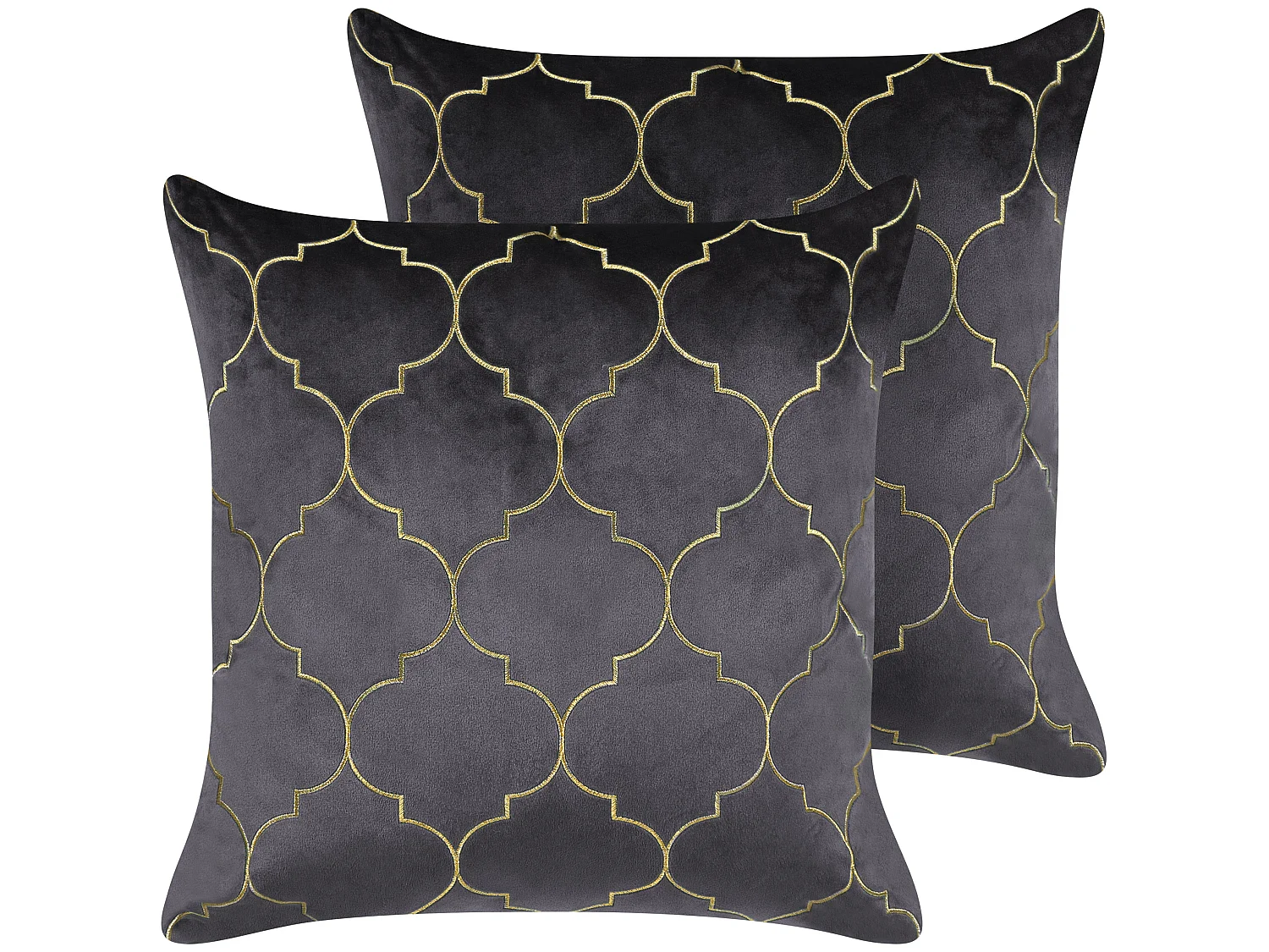 Set van 2 decoratieve kussens ALYSSUM Fluweel 45 x 45 cm Grijs Marokkaanse diamantpatroon