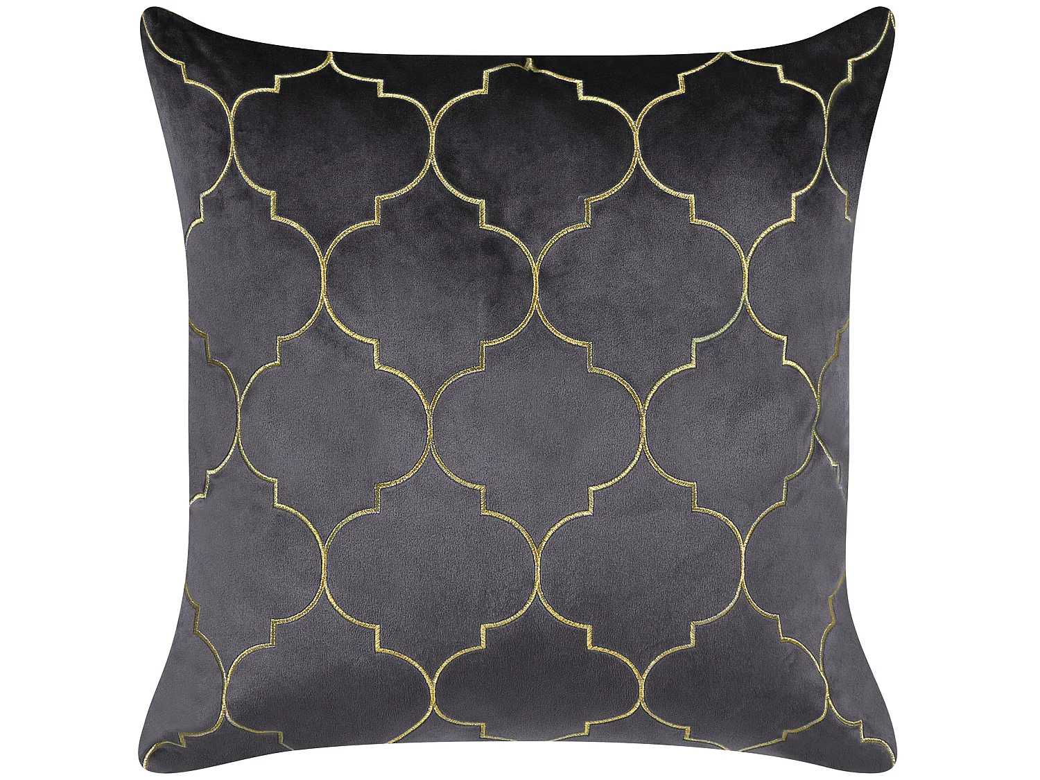 Set van 2 decoratieve kussens ALYSSUM Fluweel 45 x 45 cm Grijs Marokkaanse diamantpatroon