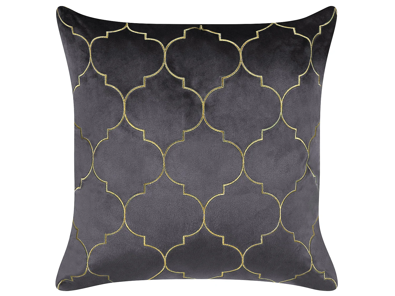 Conjunto de 2 cojines decorativos ALYSSUM Terciopelo 45 x 45 cm Gris Patrón marroquí