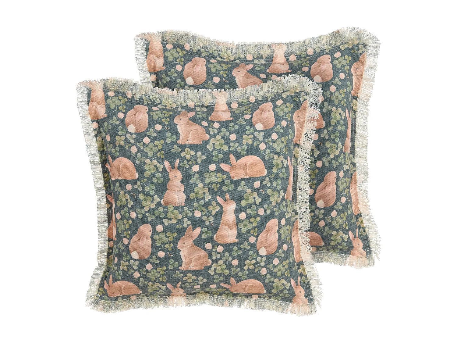 Lot de 2 coussins décoratifs ALSTROEMERIA Coton 45 x 45 cm Vert Motif animal