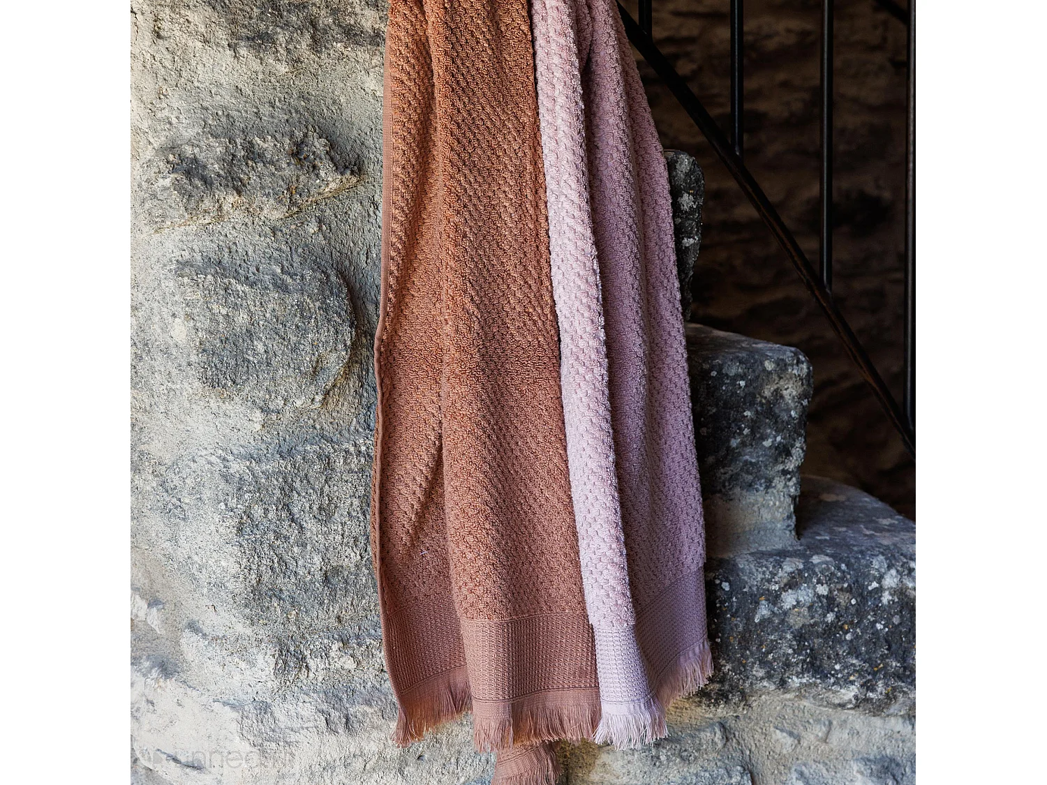 Drap de douche jacquard 550 g/m² 70x130 cm TETHYS micro-coton Rose