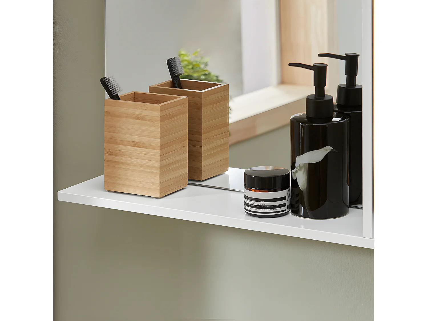 SoBuy Badkamerspiegel met Plank Ladekast Wandkast Wandspiegel Hangend Badkamermeubel Wandkast, 60 x 12 x 40 cm, Wit, BZR128-W