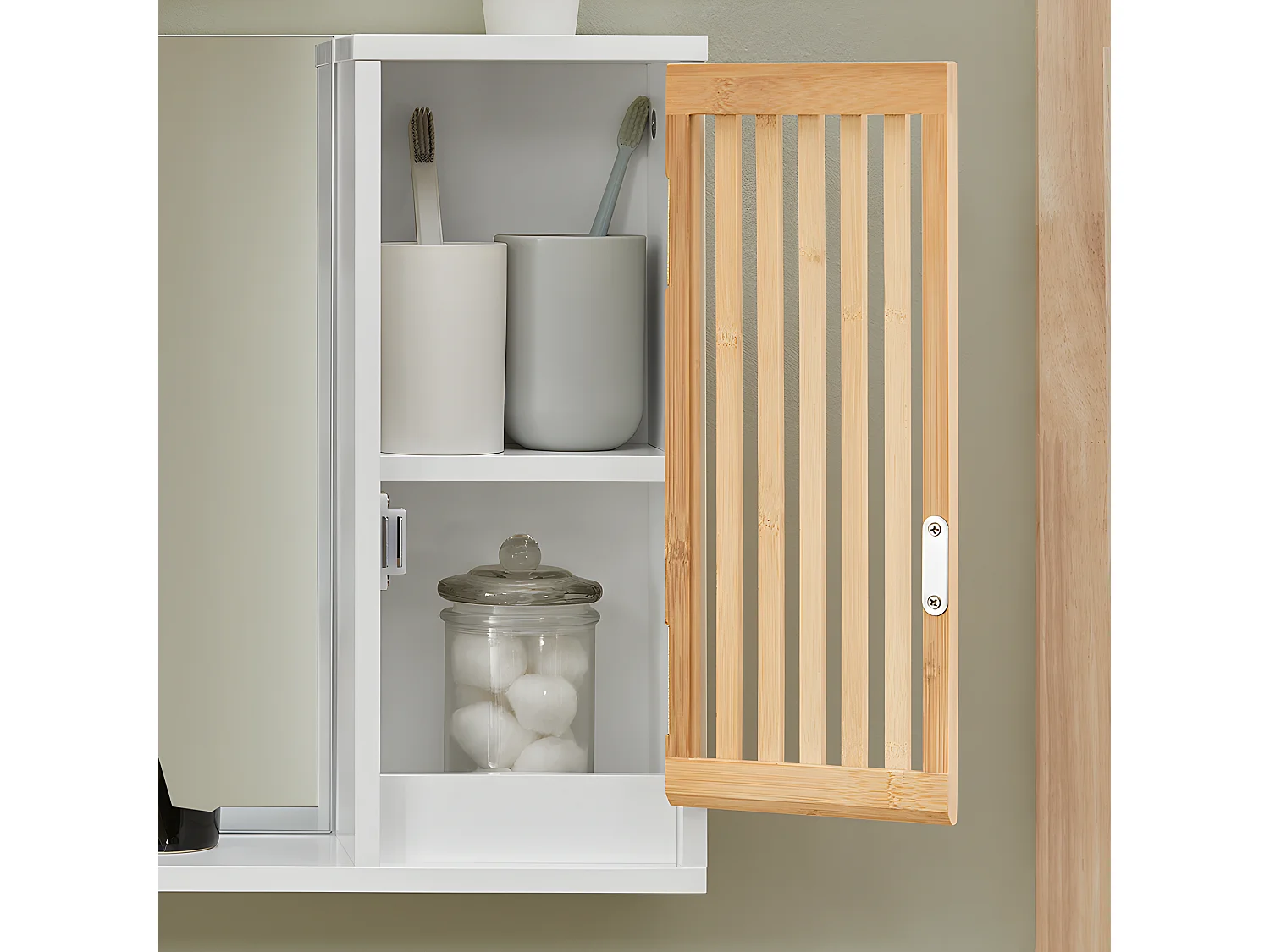 SoBuy Badkamerspiegel met Plank Ladekast Wandkast Wandspiegel Hangend Badkamermeubel Wandkast, 60 x 12 x 40 cm, Wit, BZR128-W