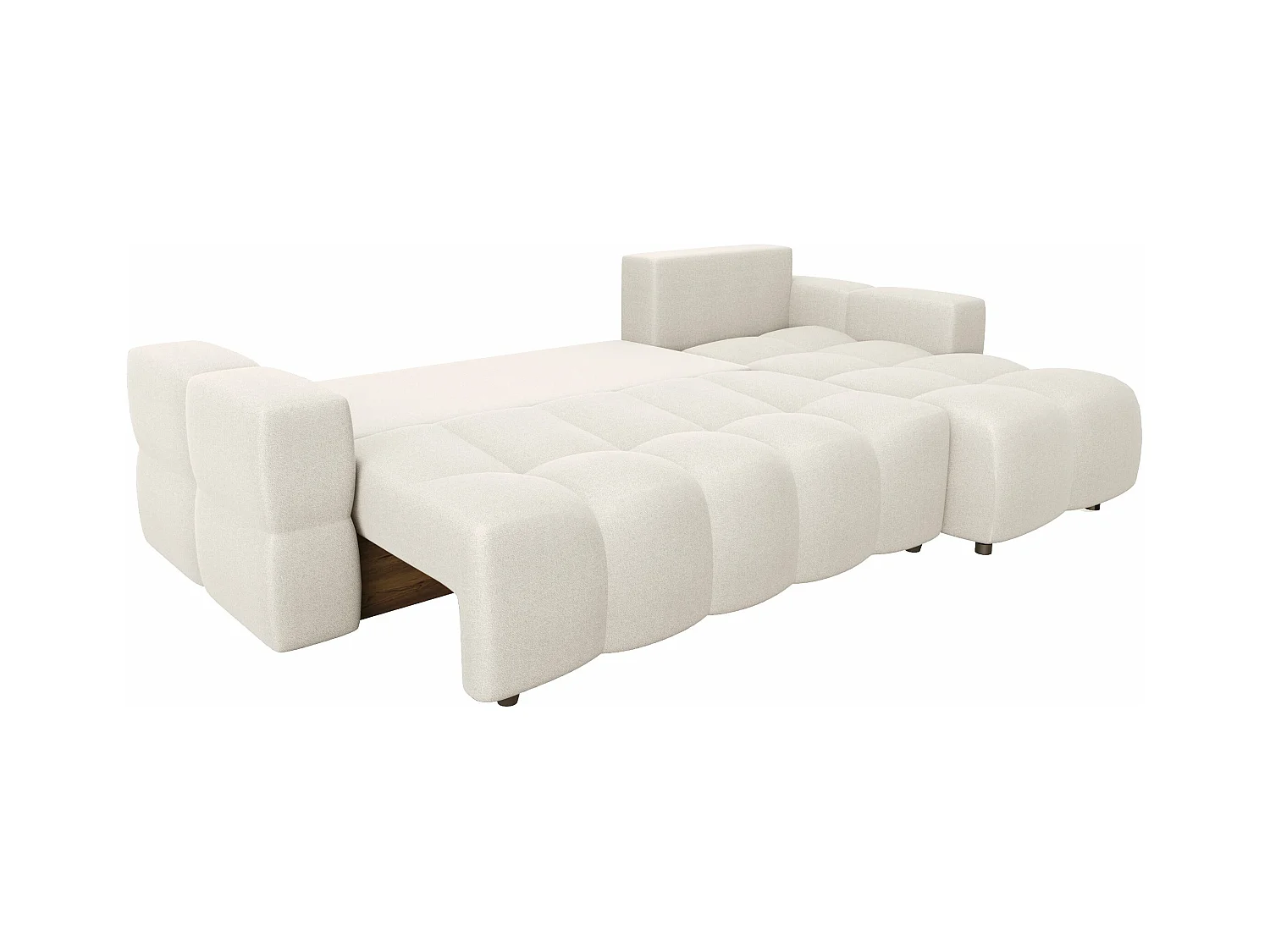 Canapé d'angle droit convertible coffre 5 places tissu tramé crème  GABRIEL