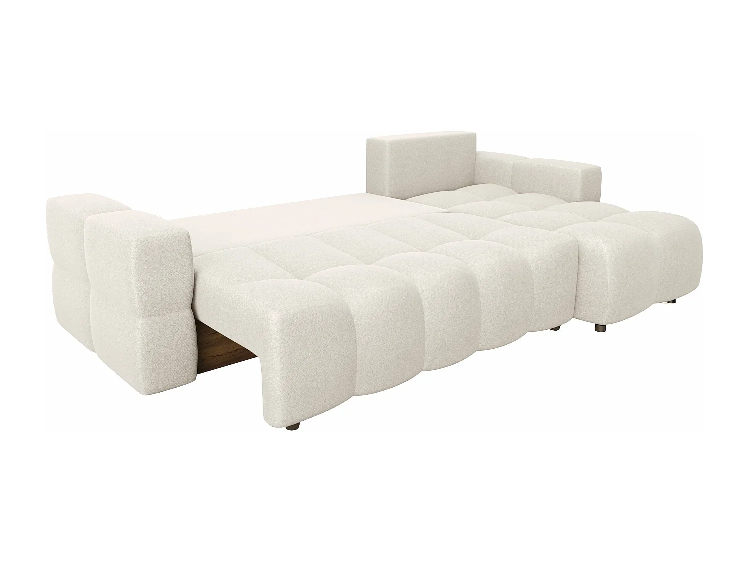 Canapé d'angle droit convertible coffre 5 places tissu tramé crème  GABRIEL