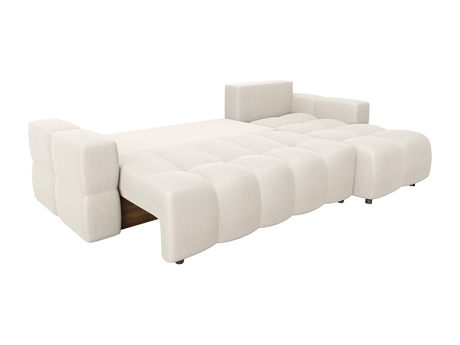 Canapé d'angle droit convertible 5 places GABRIEL en tissu tramé crème