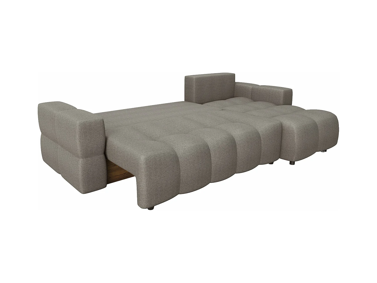 Canapé d'angle droit convertible coffre tissu tramé taupe 286cm