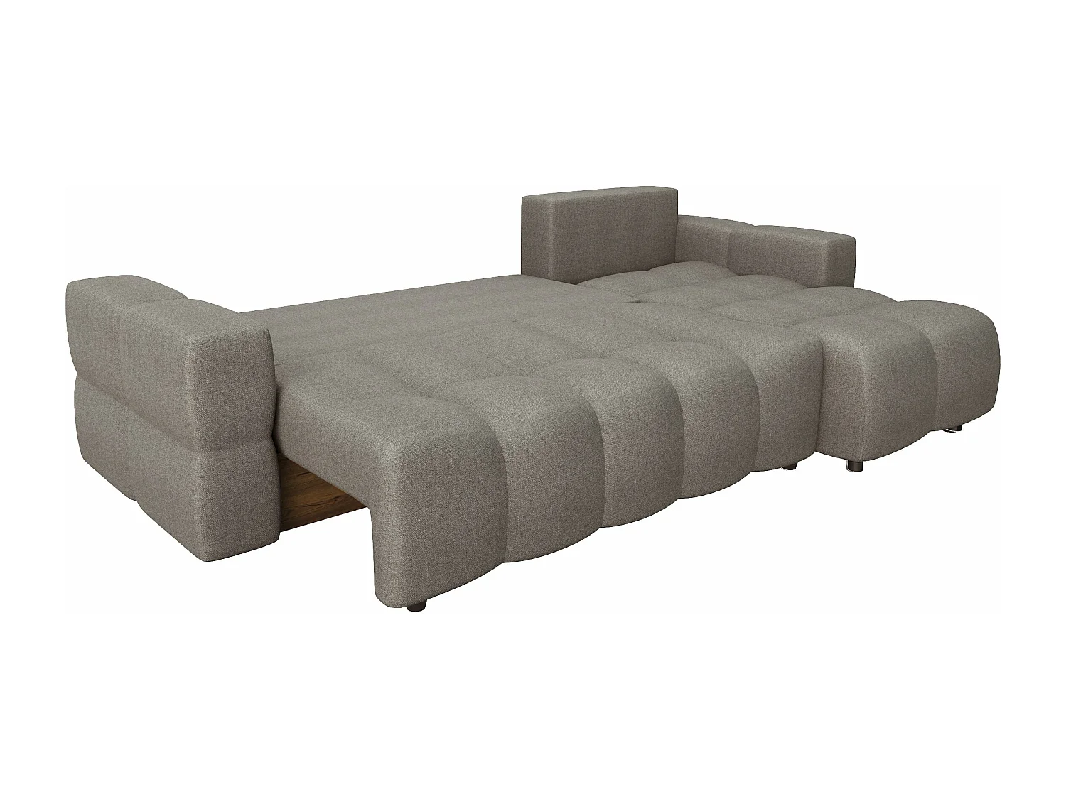 Canapé d'angle droit convertible coffre tissu tramé taupe 286cm