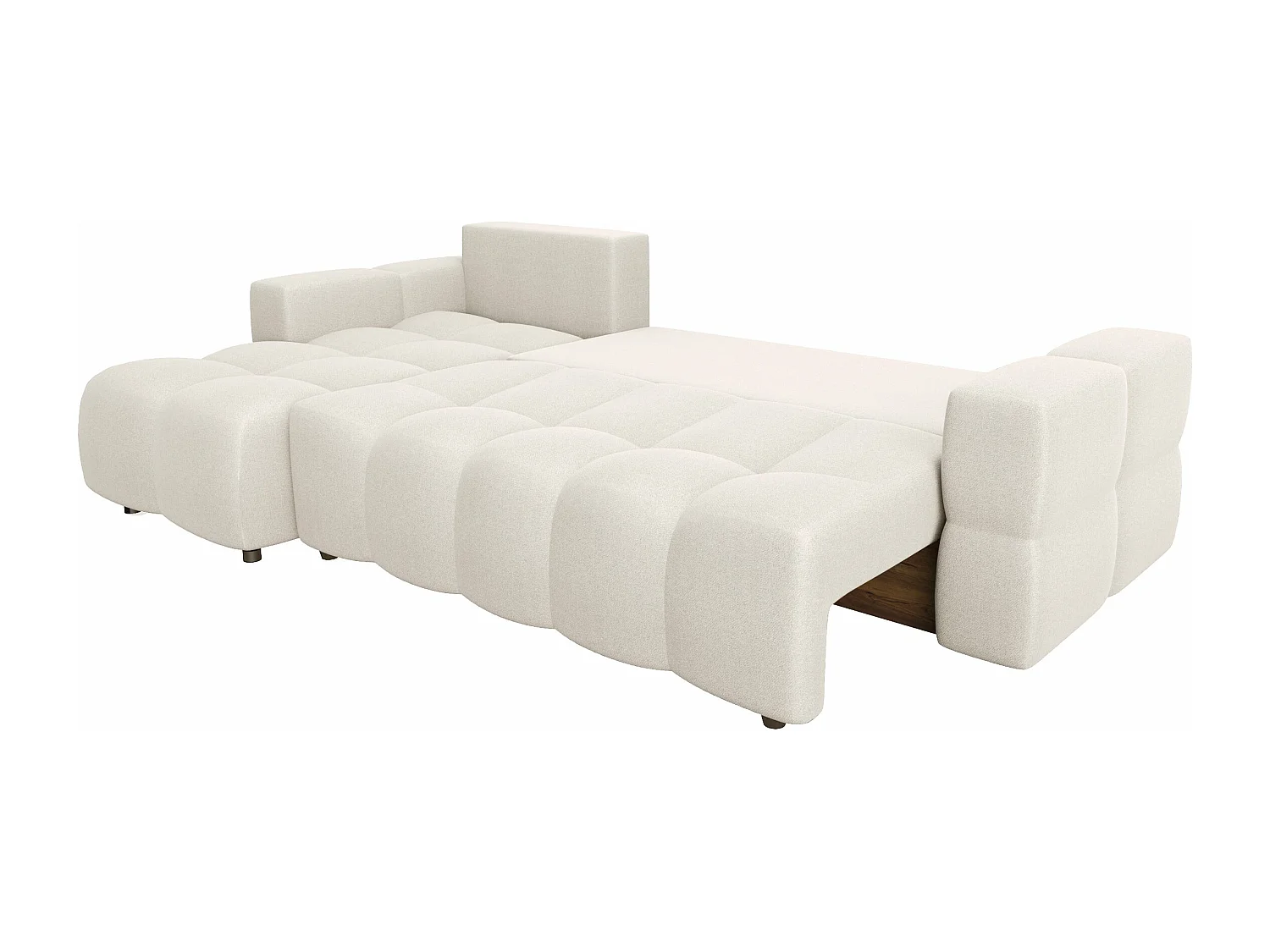 Canapé d'angle gauche convertible coffre 5 places tissu tramé crème  GABRIEL