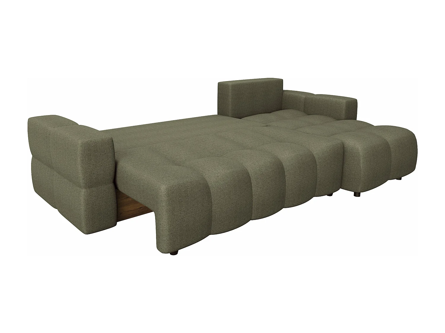 Canapé d'angle droit convertible coffre 5 places tissu tramé vert  GABRIEL