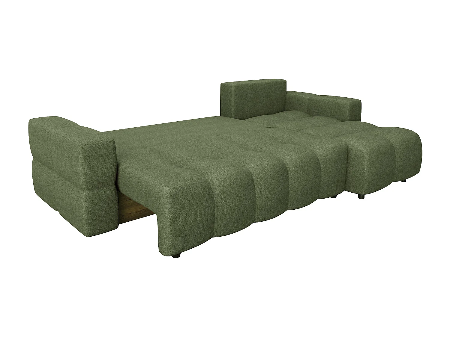 Canapé d'angle droit convertible 5 places GABRIEL en tissu tramé vert olive