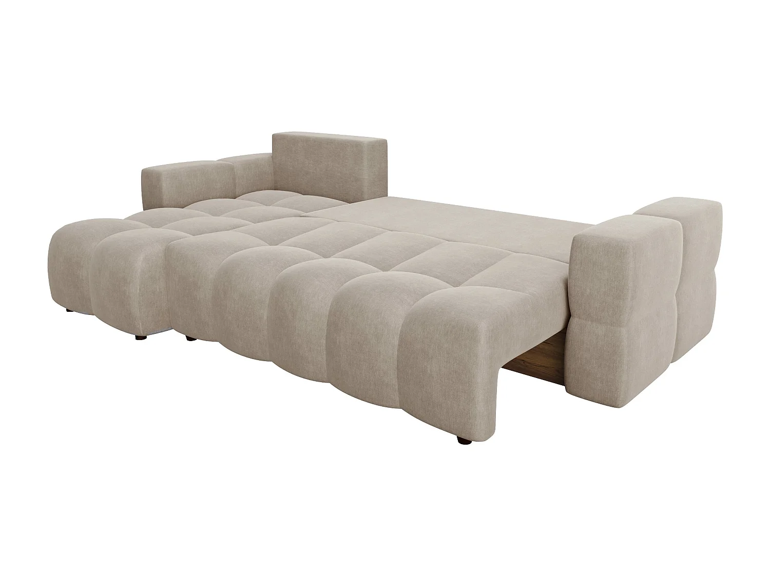 Canapé d'angle gauche convertible coffre 5 places velours taupe  GABRIEL