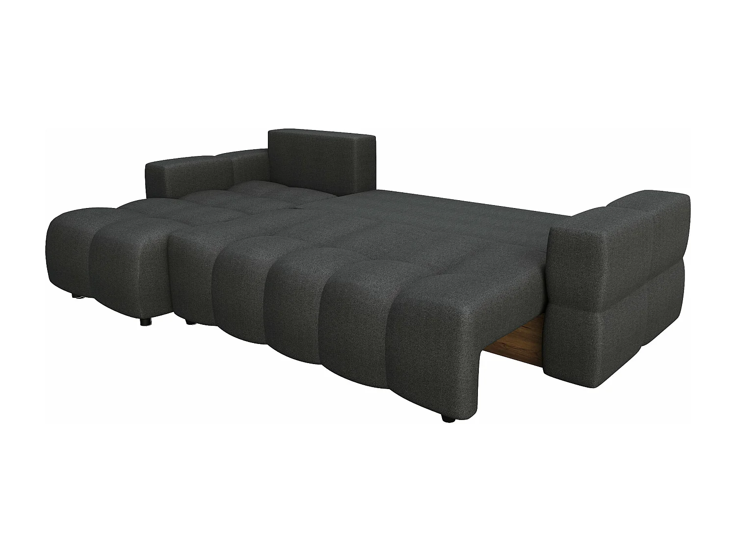 Canapé d'angle gauche convertible coffre 5 places tissu tramé gris  GABRIEL