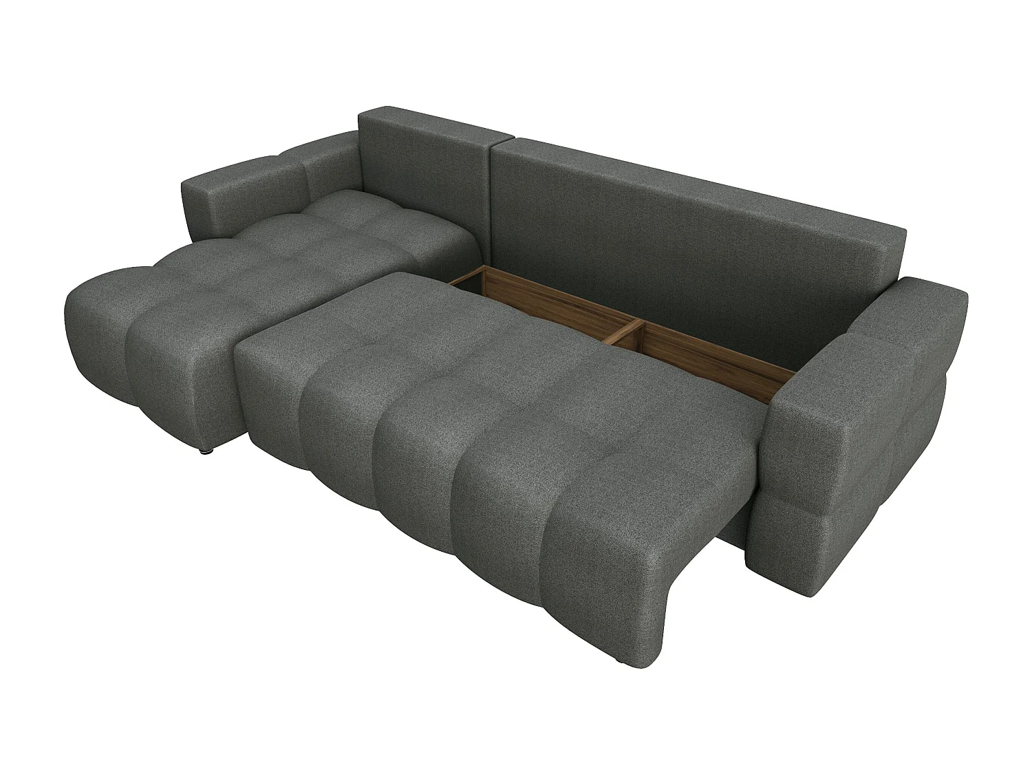 Canapé d'angle gauche convertible 5 places GABRIEL en tissu tramé gris anthracite