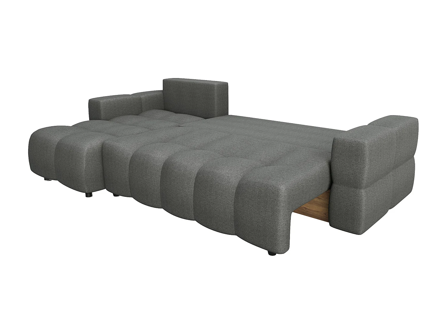 Canapé d'angle gauche convertible 5 places GABRIEL en tissu tramé gris anthracite