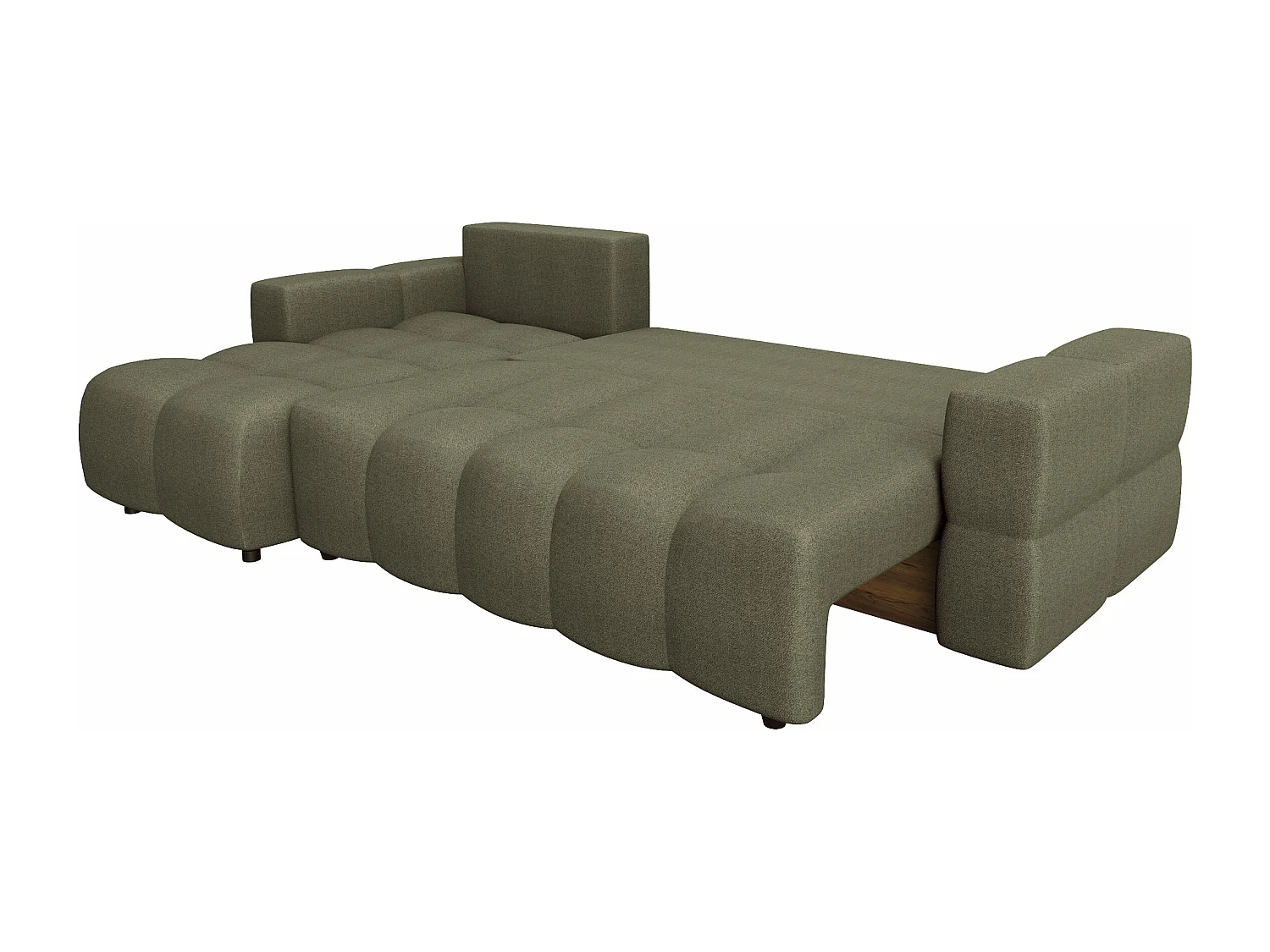 Canapé d'angle gauche convertible coffre 5 places tissu tramé vert  GABRIEL