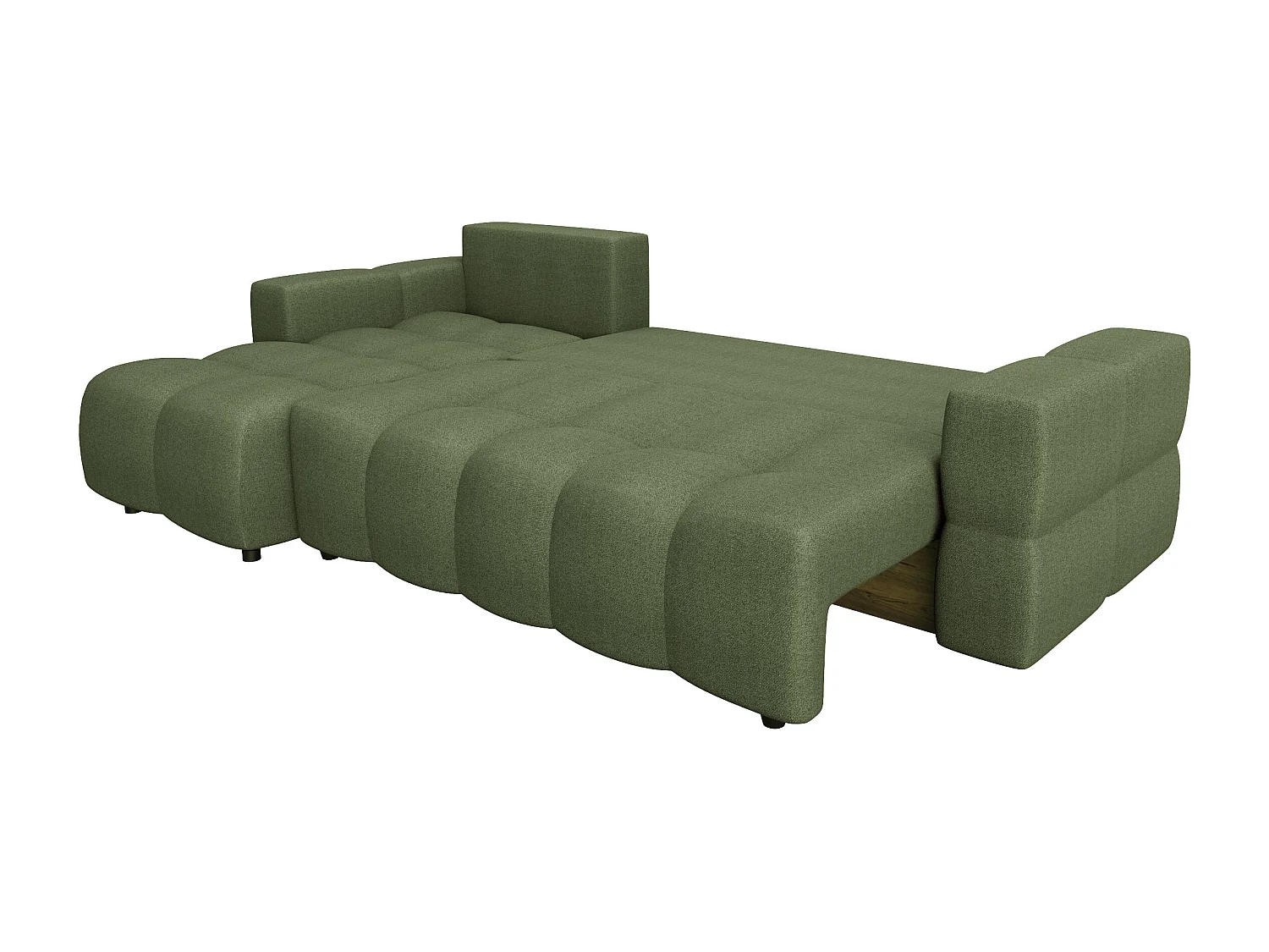 Canapé d'angle gauche convertible 5 places GABRIEL en tissu tramé vert olive