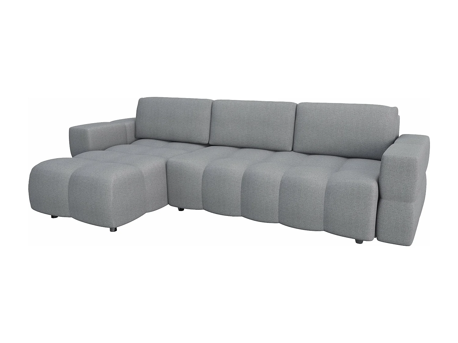 Canapé d'angle gauche convertible coffre 5 places tissu tramé gris  GABRIEL