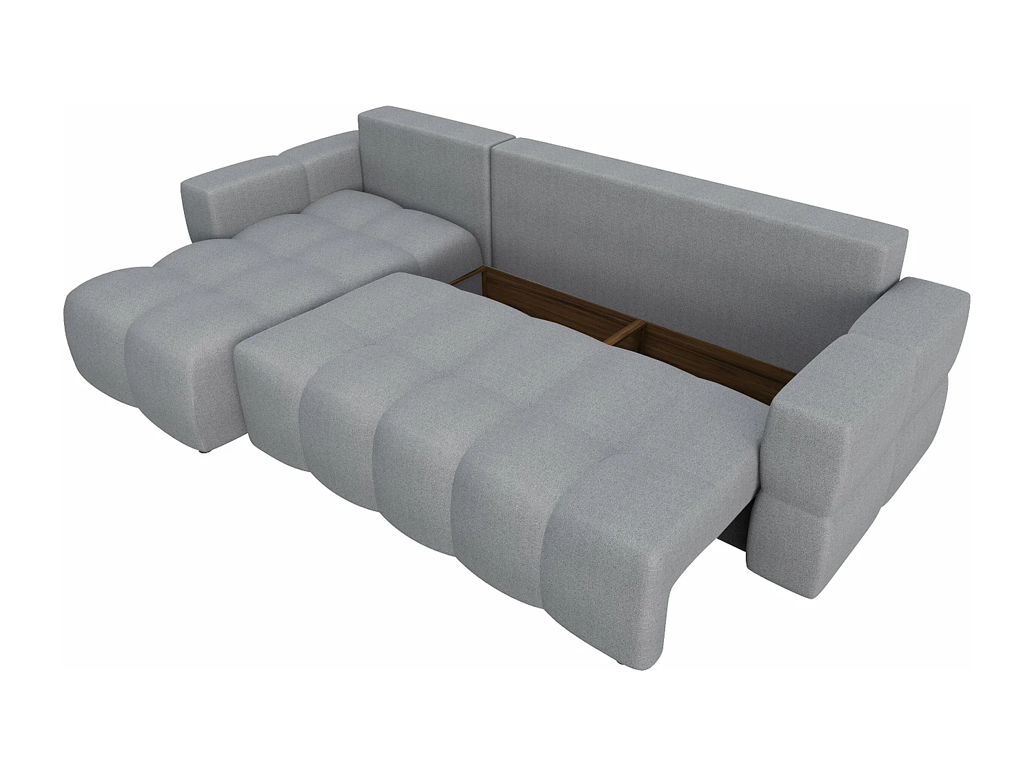 Canapé d'angle gauche convertible coffre 5 places tissu tramé gris  GABRIEL