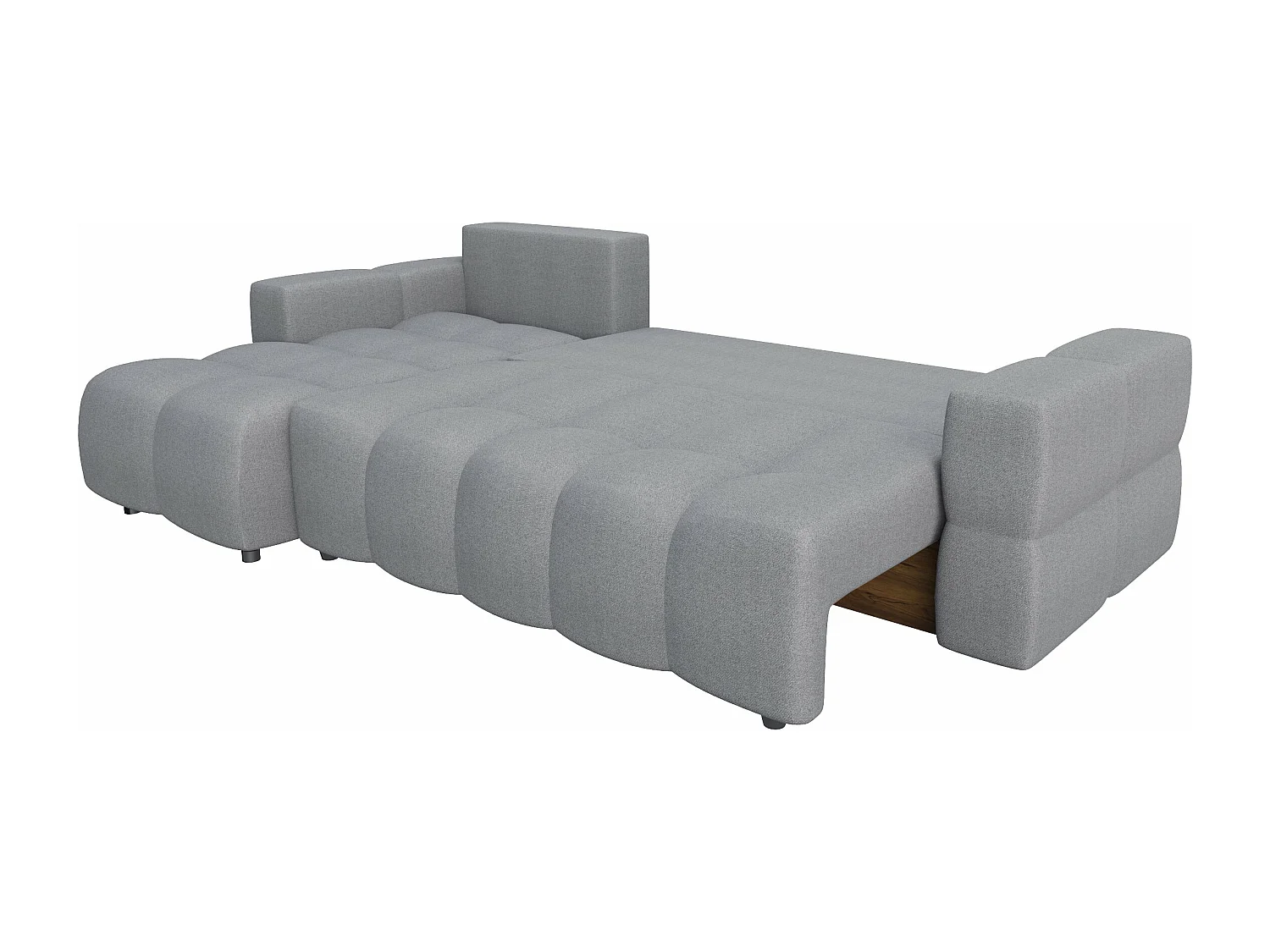 Canapé d'angle gauche convertible coffre 5 places tissu tramé gris  GABRIEL