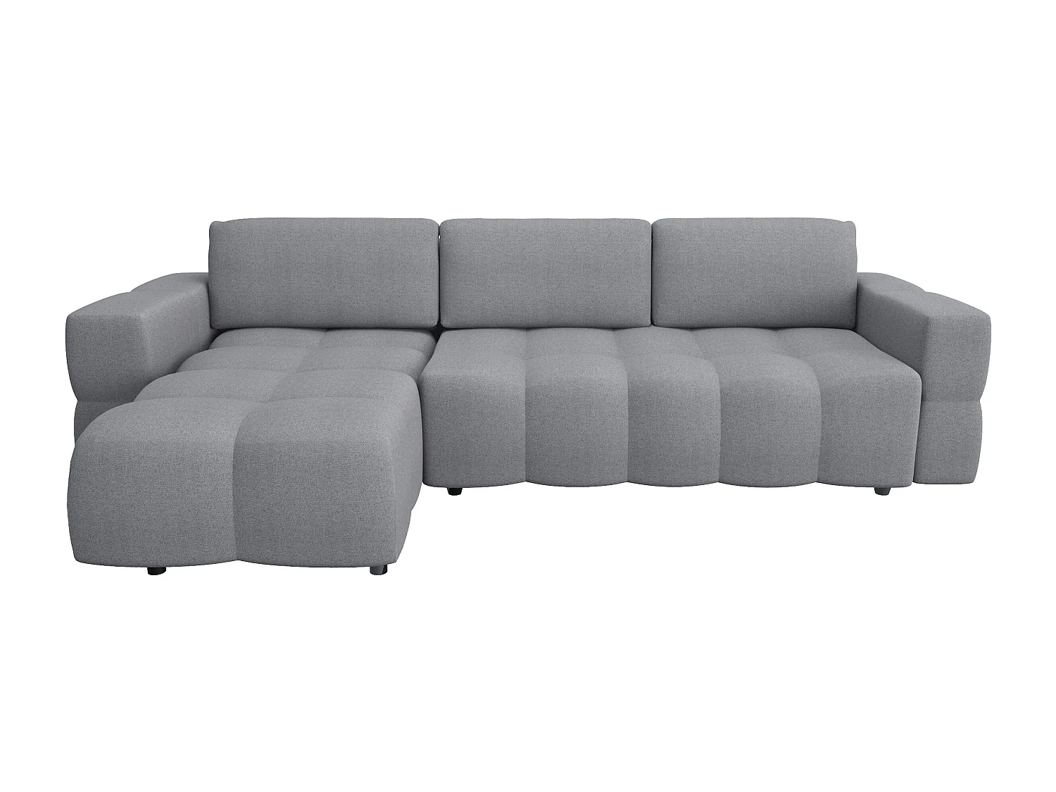 Canapé d'angle gauche convertible 5 places GABRIEL en tissu tramé gris béton
