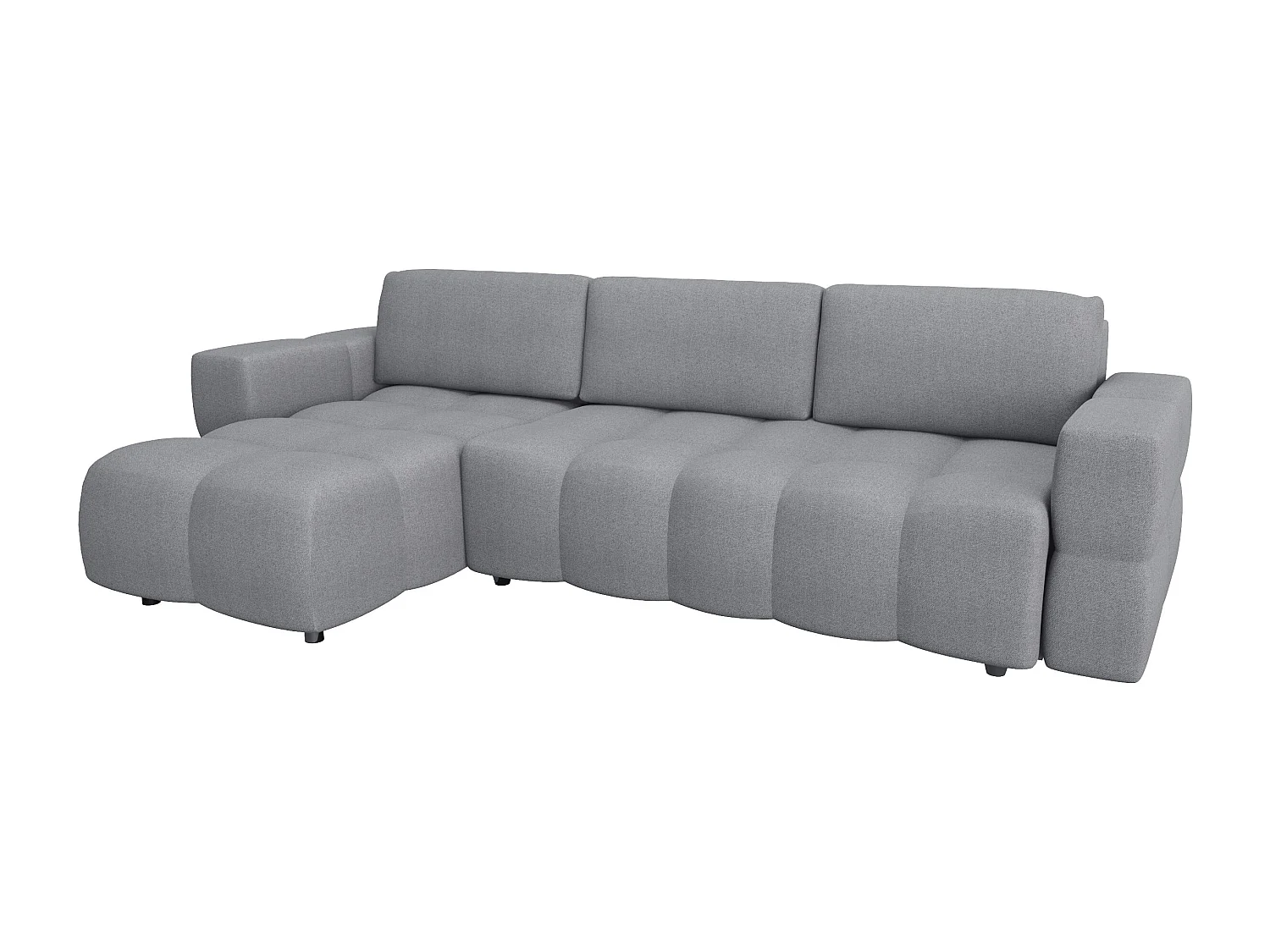 Canapé d'angle gauche convertible 5 places GABRIEL en tissu tramé gris béton