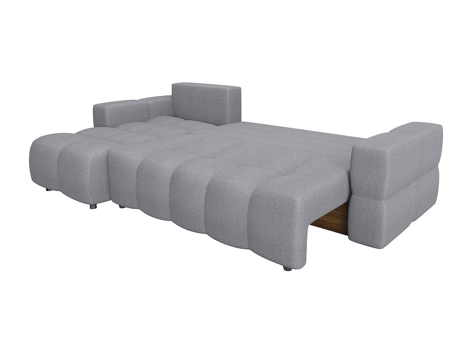 Canapé d'angle gauche convertible 5 places GABRIEL en tissu tramé gris béton