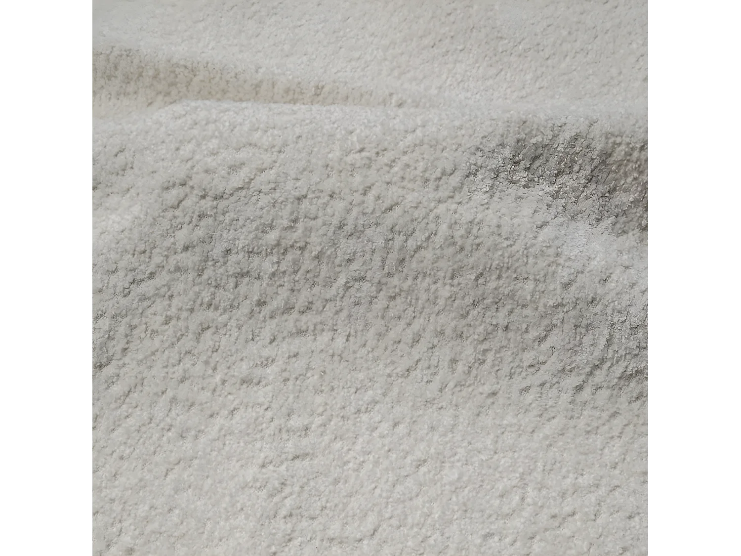 Canapé d'angle droit convertible coffre bouclette crème 260cm