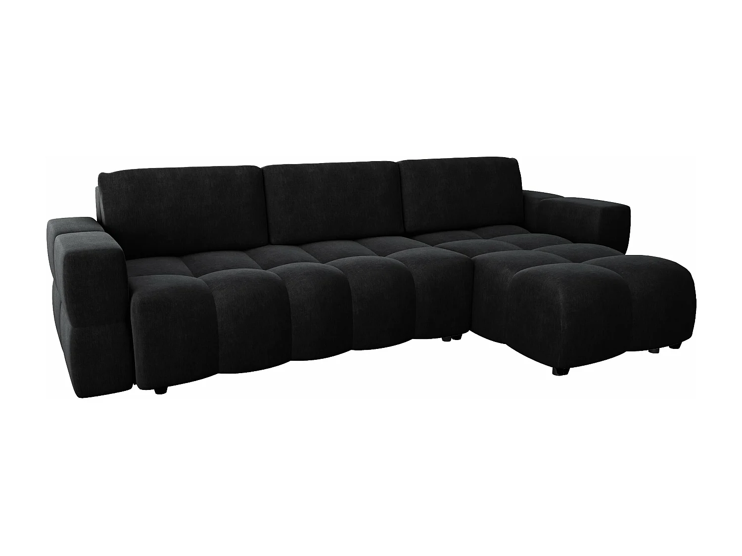 Canapé d'angle droit convertible coffre 5 places velours gris noir  GABRIEL