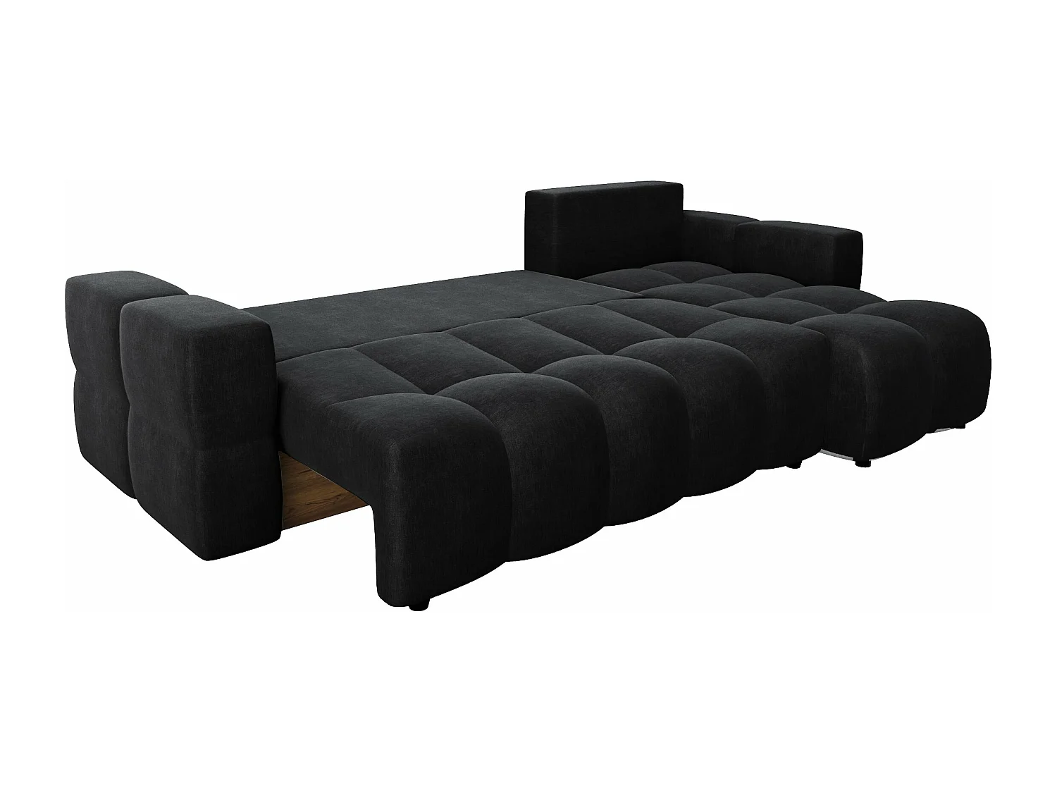 Canapé d'angle droit convertible coffre 5 places velours gris noir  GABRIEL