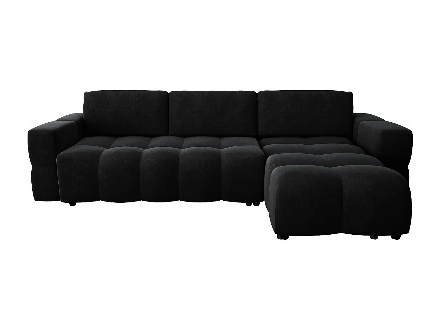 Canapé d'angle droit convertible coffre 5 places velours gris noir  GABRIEL