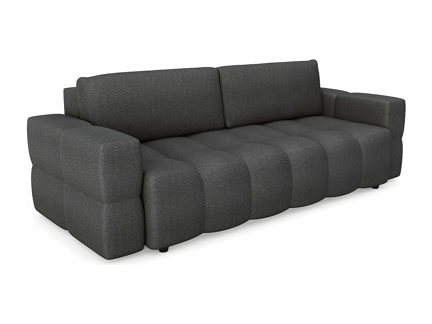 Canapé 4 places convertible coffre tissu tramé gris béton GABRIEL