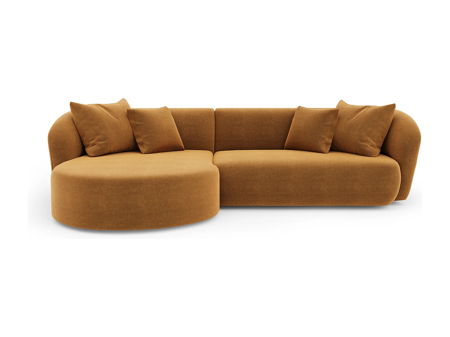 Canapé d'angle gauche velours moutarde