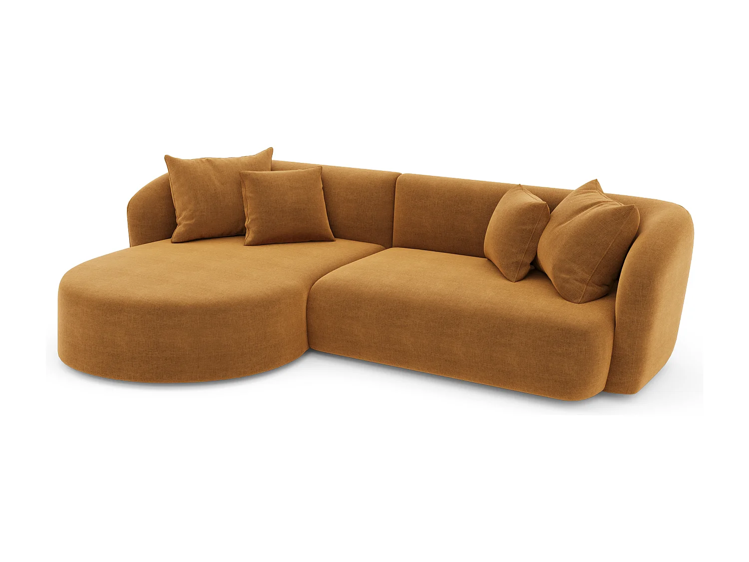 Canapé d'angle gauche velours moutarde