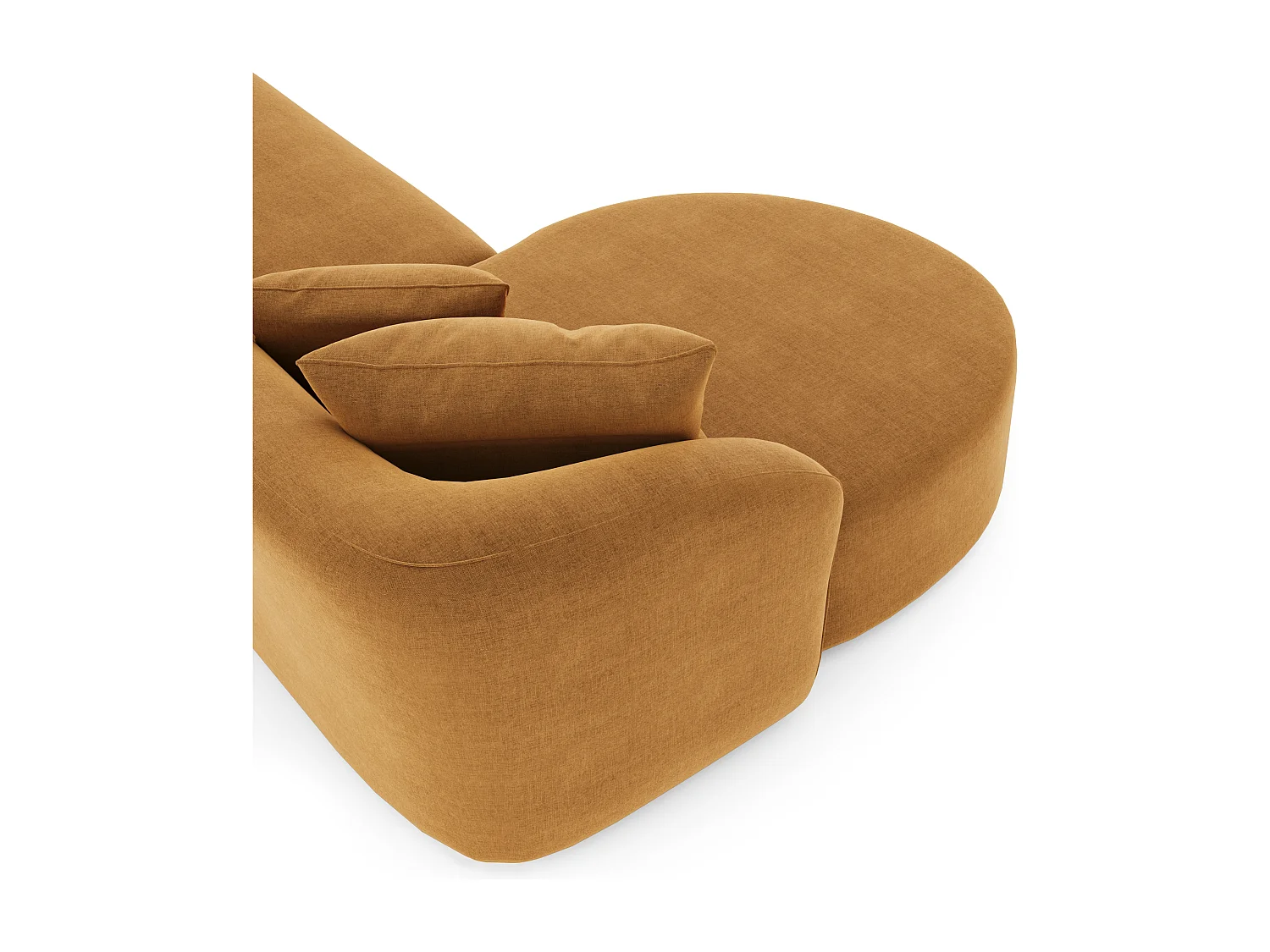 Canapé d'angle gauche velours moutarde