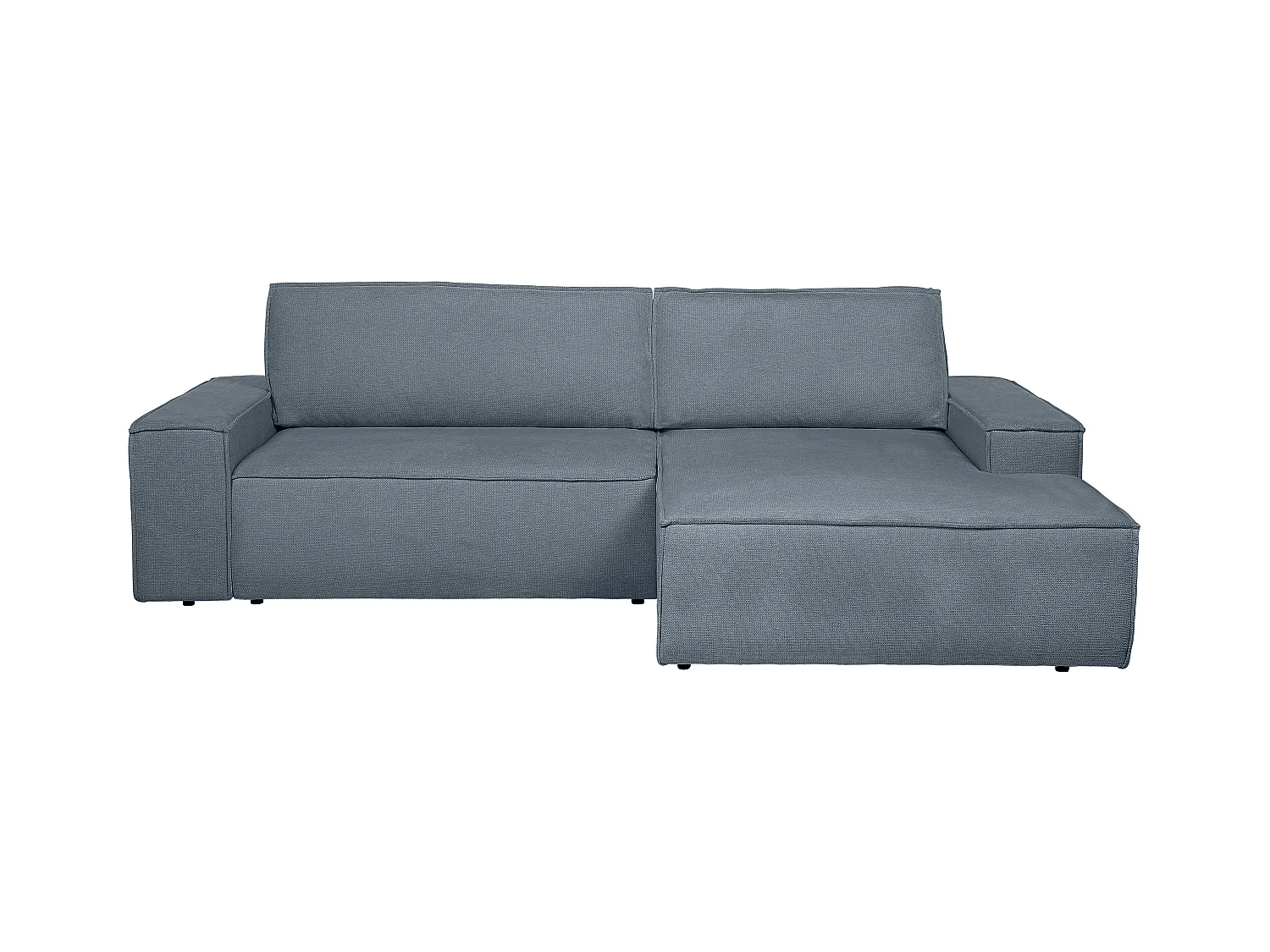 Canapé d'angle droit convertible en tissu texturé bleu AMELIA