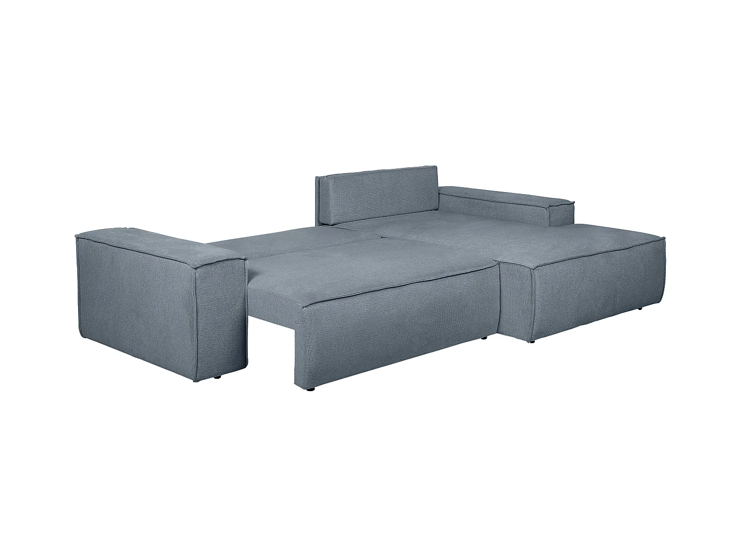 Canapé d'angle droit convertible en tissu texturé bleu AMELIA