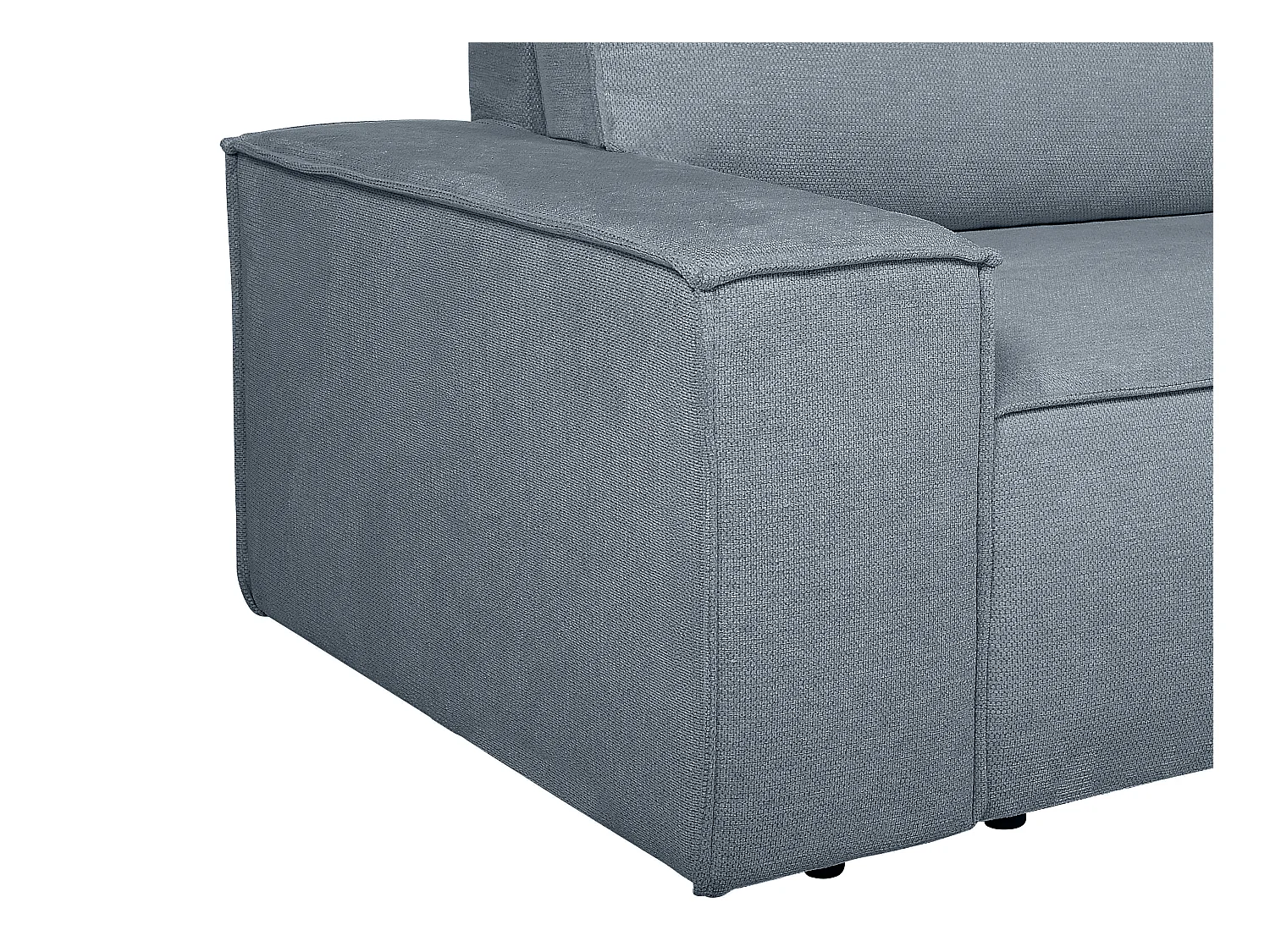 Canapé d'angle droit convertible en tissu texturé bleu AMELIA