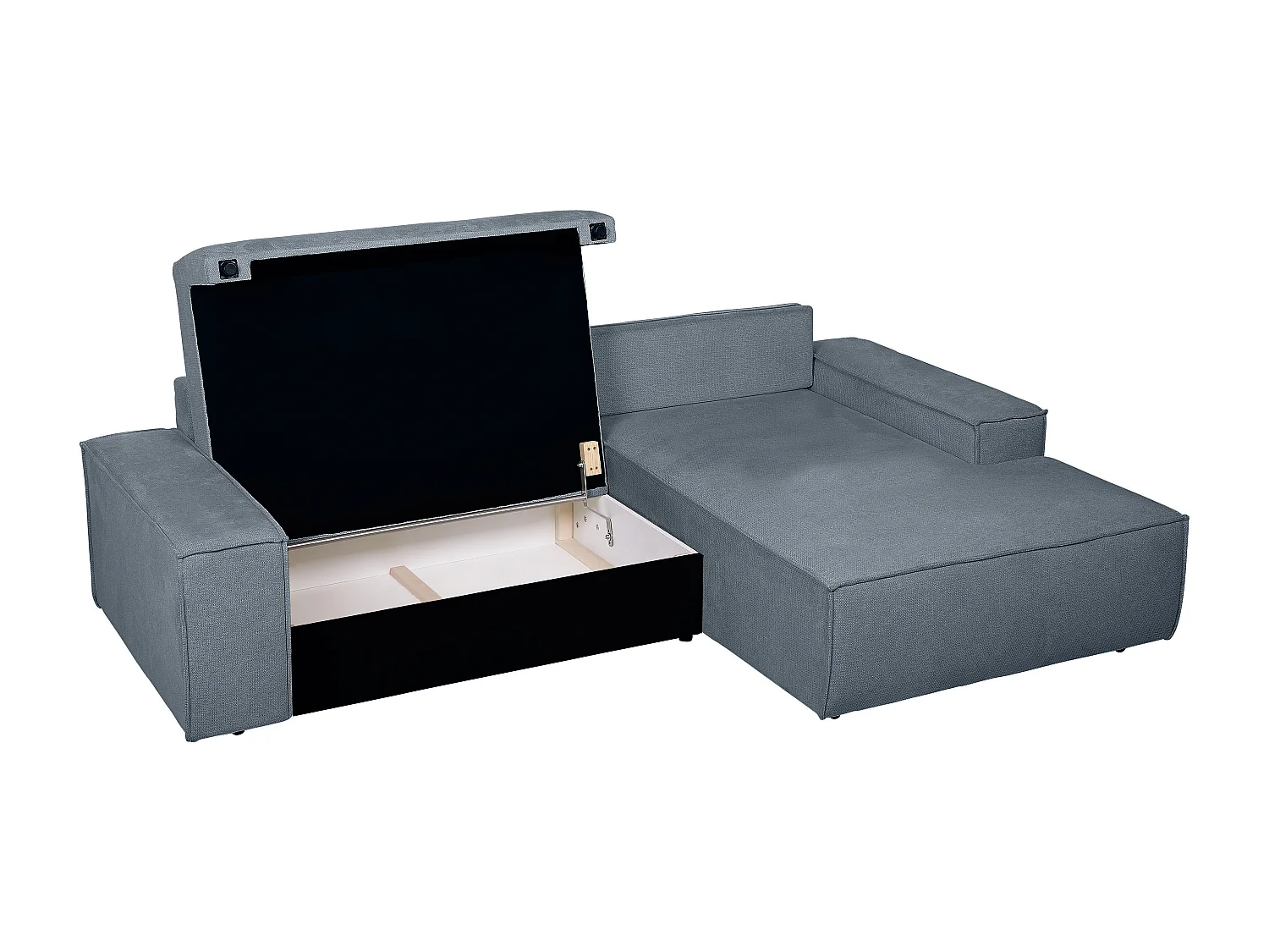 Divano letto in Tessuto testurizzato Blu - Angolo a destra - AMELIA