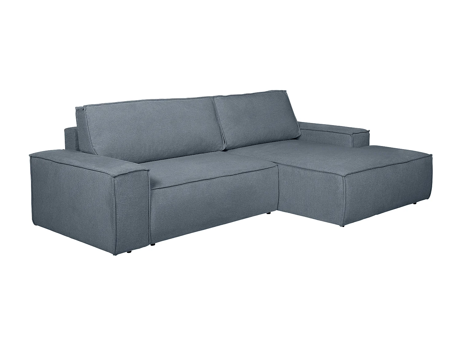 Divano letto in Tessuto testurizzato Blu - Angolo a destra - AMELIA