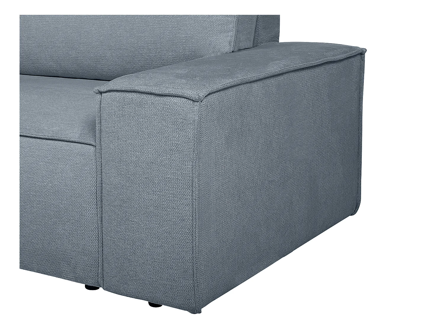 Kanapa narożna lewostronna rozkładana z niebieską teksturowaną tapicerką - AMELIA