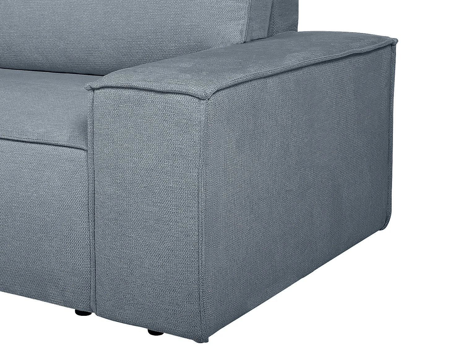 Canapé d'angle gauche convertible en tissu texturé bleu AMELIA