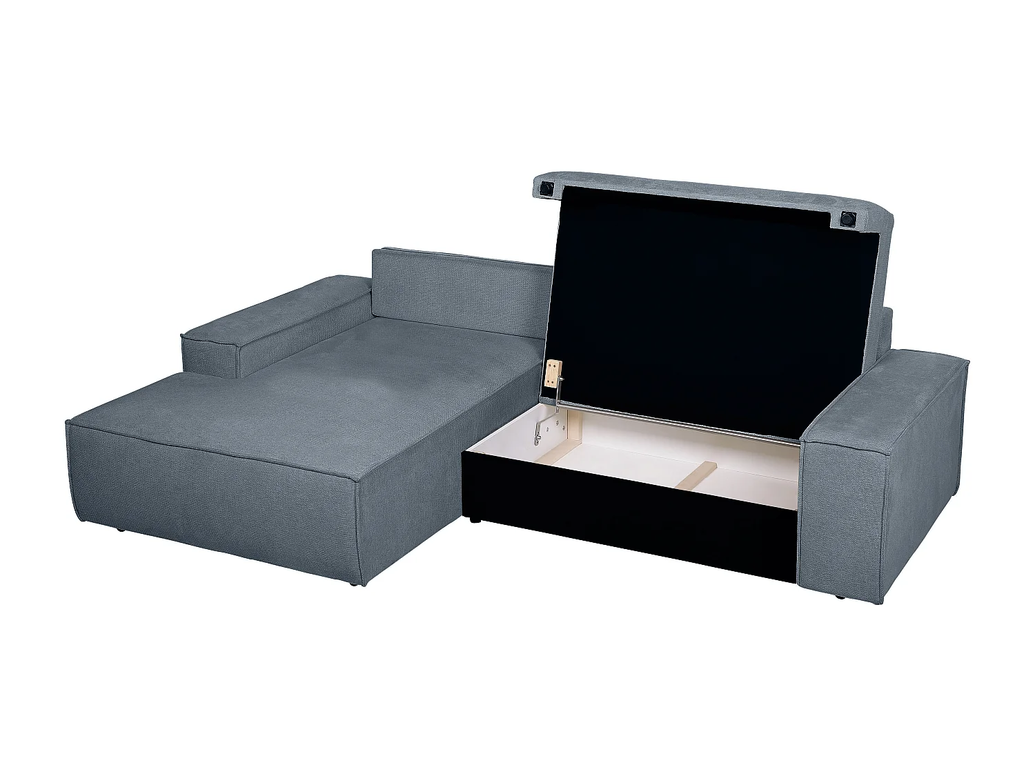 Canapé d'angle gauche convertible en tissu texturé bleu AMELIA