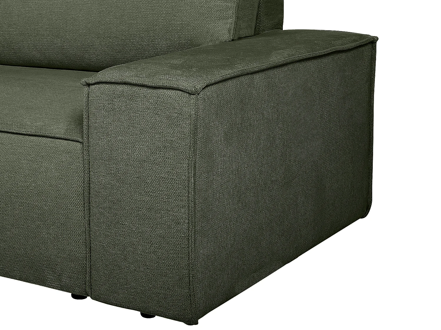 Sofá cama rinconera izquierda de tela texturizada verde AMELIA