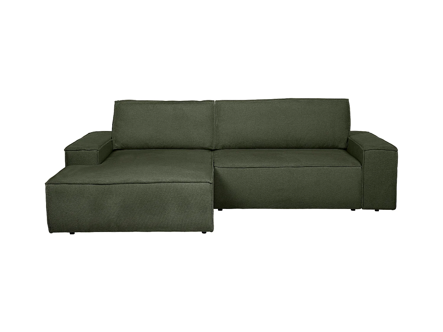 Ecksofa mit Schlaffunktion - Ecke links - Strukturstoff - Grün - AMELIA