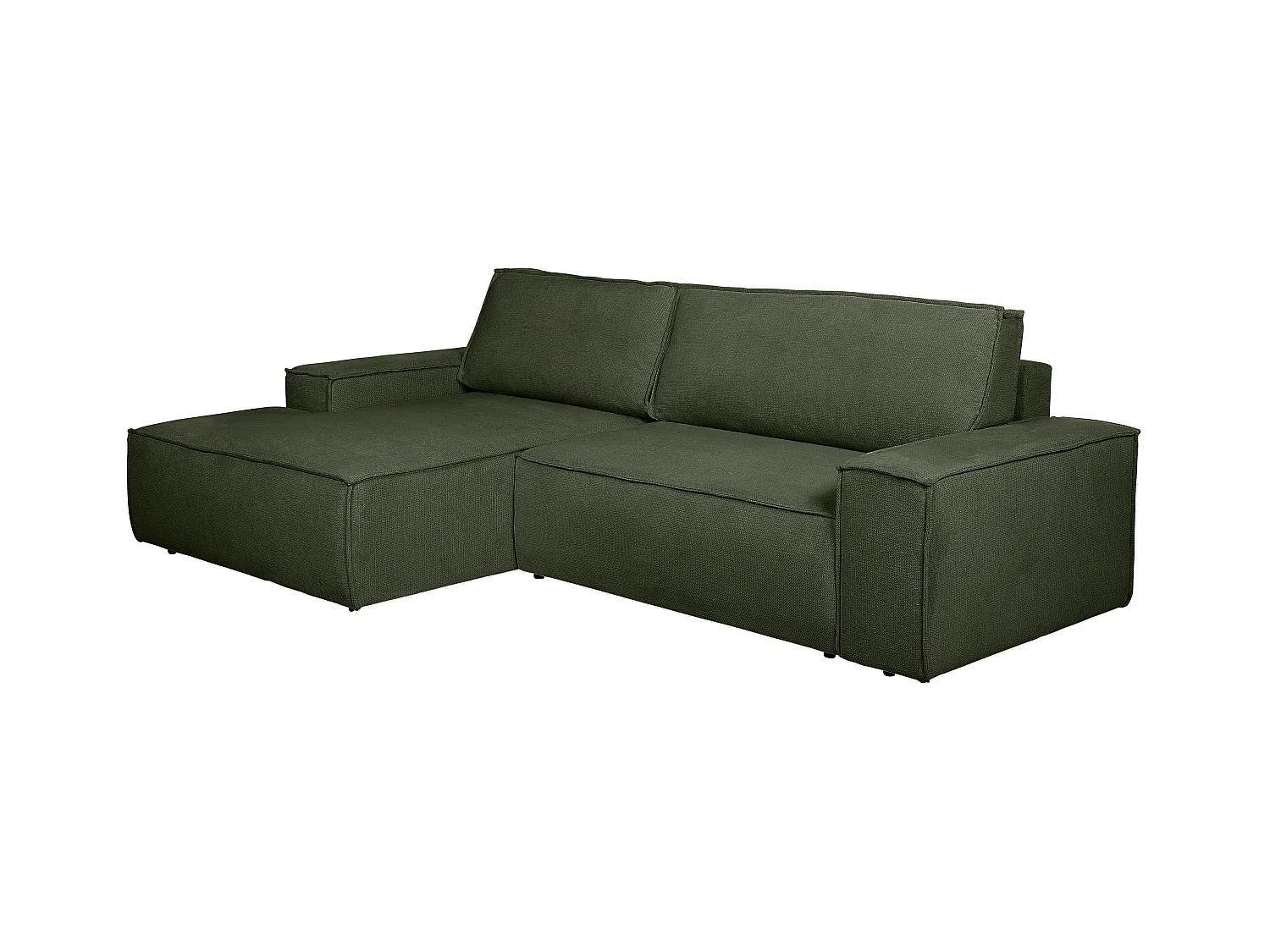 Ecksofa mit Schlaffunktion - Ecke links - Strukturstoff - Grün - AMELIA